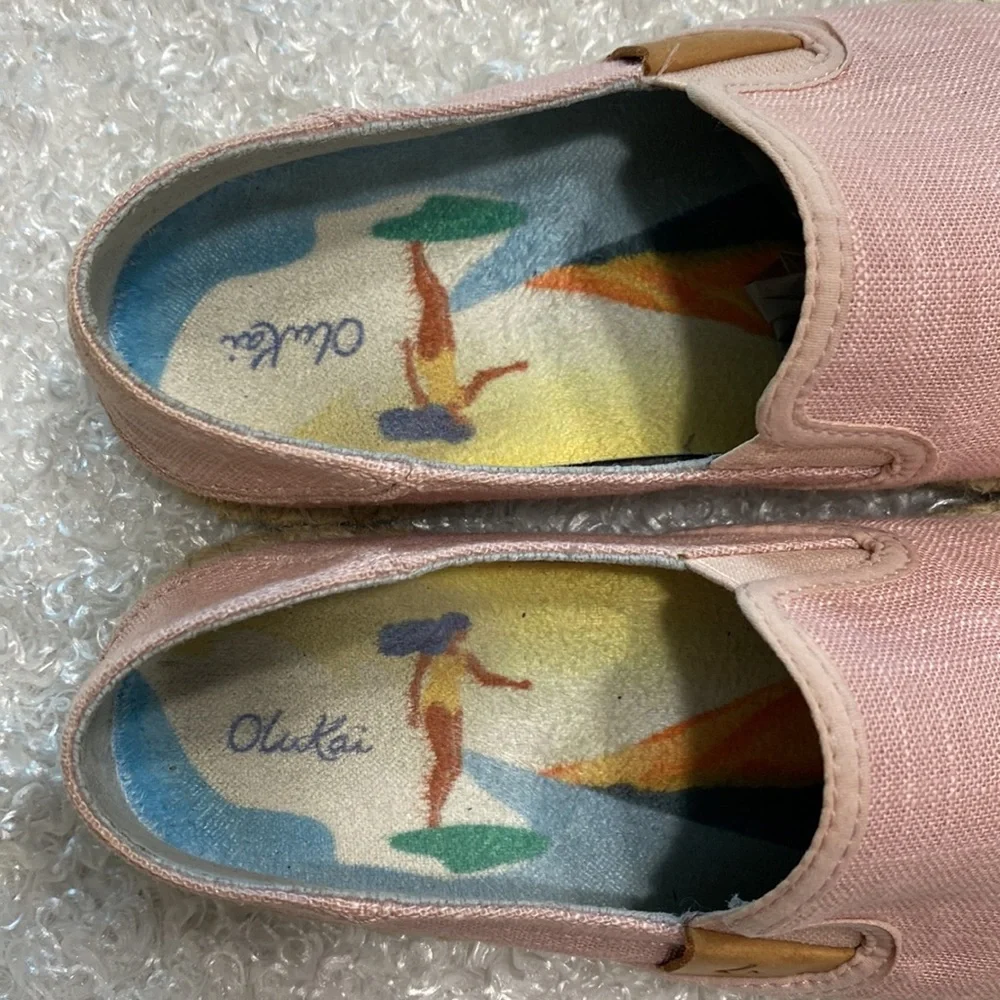OluKai Ladies Size 6 Pink Kaula Pa’a  Kapa Loafers